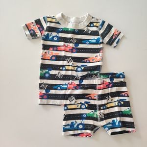Hanna Andersson Race Car Pajama Short Sleeve and Shorts Set Toddler 3T